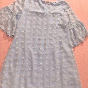 EUC Light blue Swiss Dot Dress Sz M